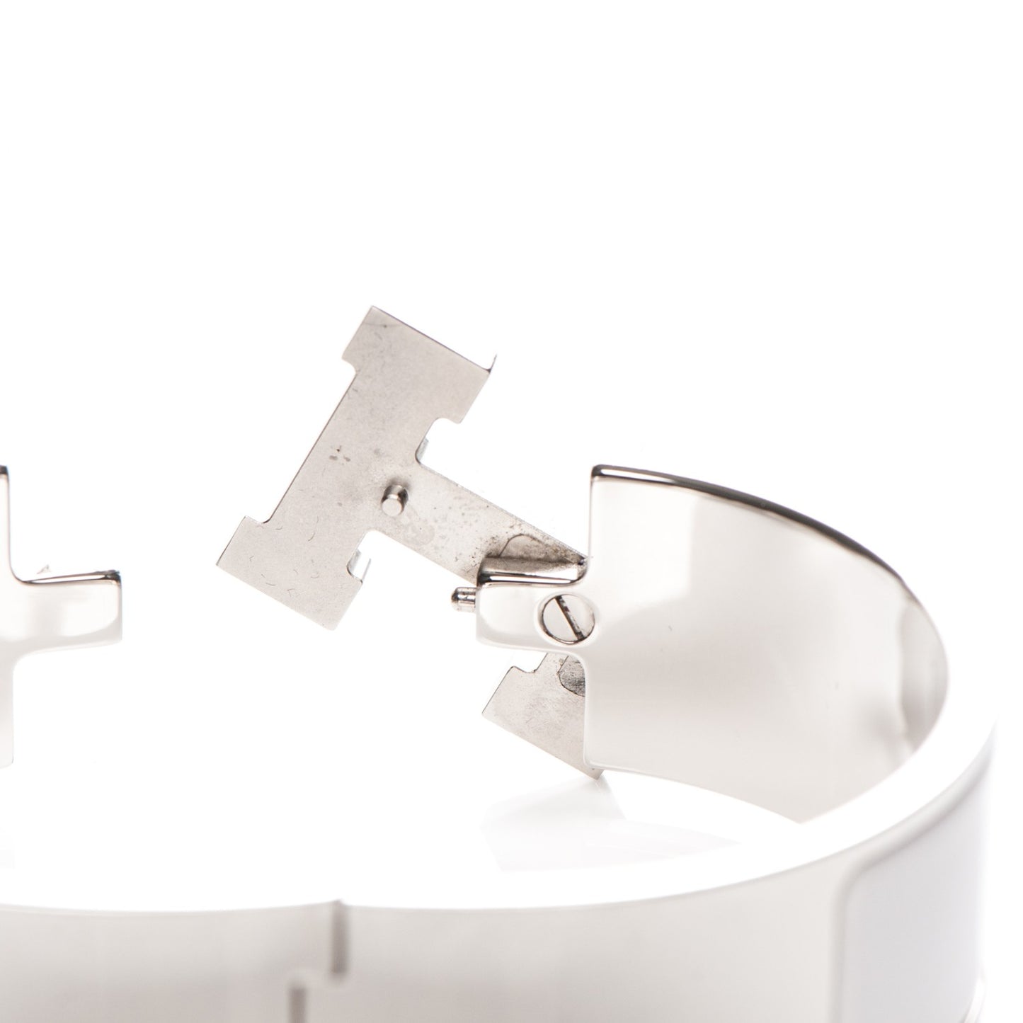 Enamel Wide Clic Clac H Bracelet GM White