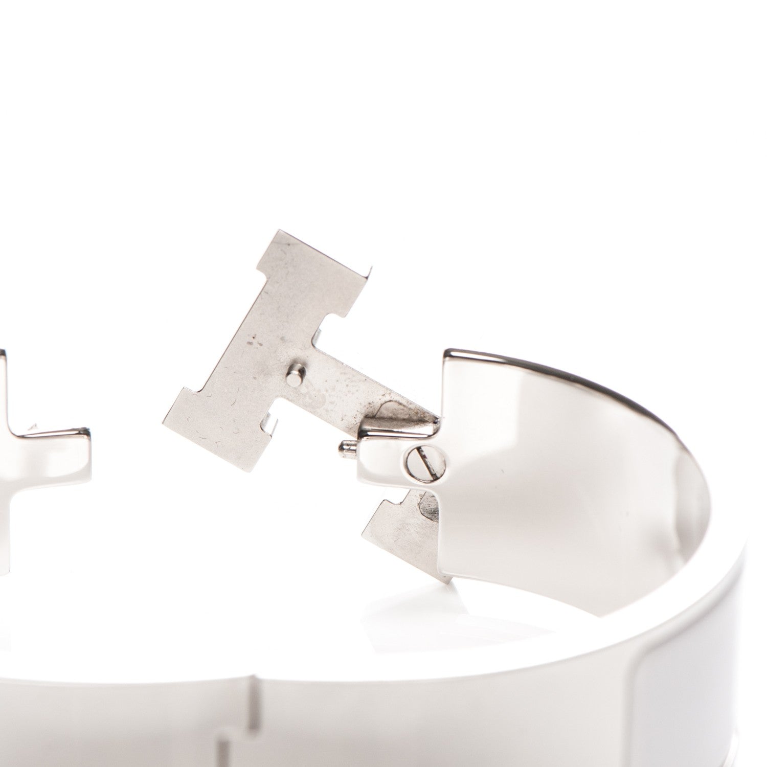 Hermes Enamel Wide Clic Clac H Bracelet GM White 4 of 5