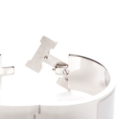 Hermes Enamel Wide Clic Clac H Bracelet GM White 4 of 5