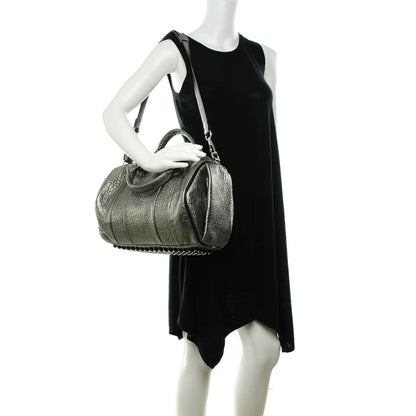 Alexander Wang Metallic Pebbled Lambskin Rocco Carbon Silver Hardware 2 of 7