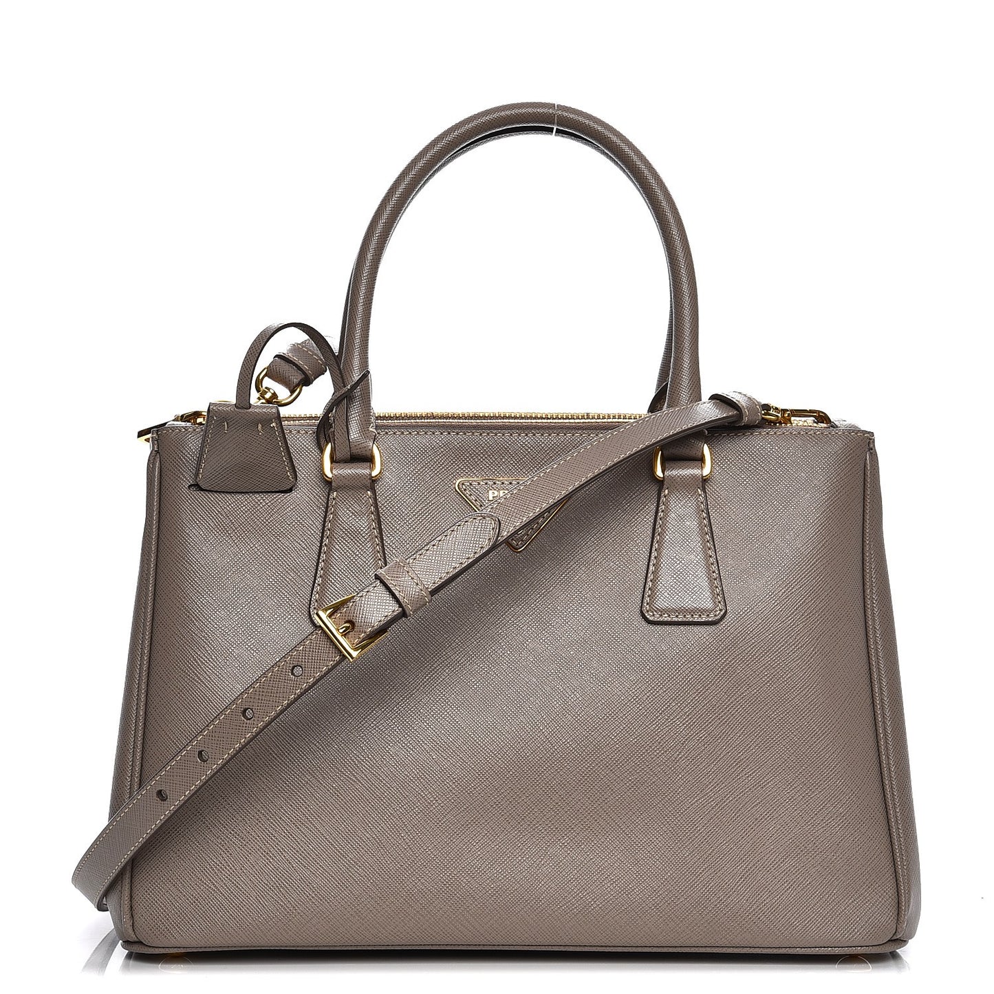 Saffiano Small Galleria Double Zip Tote Argilla