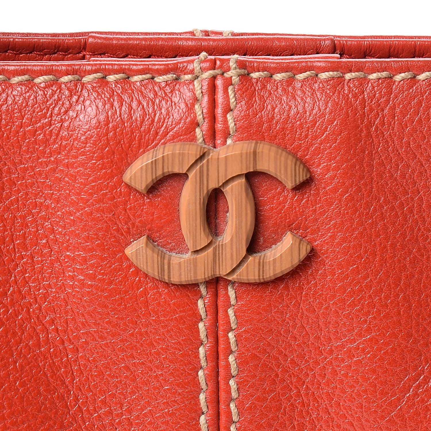 Chanel Calfskin Wood Chain Tote Red 6 of 10