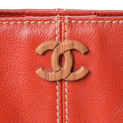 Chanel Calfskin Wood Chain Tote Red 6 of 10