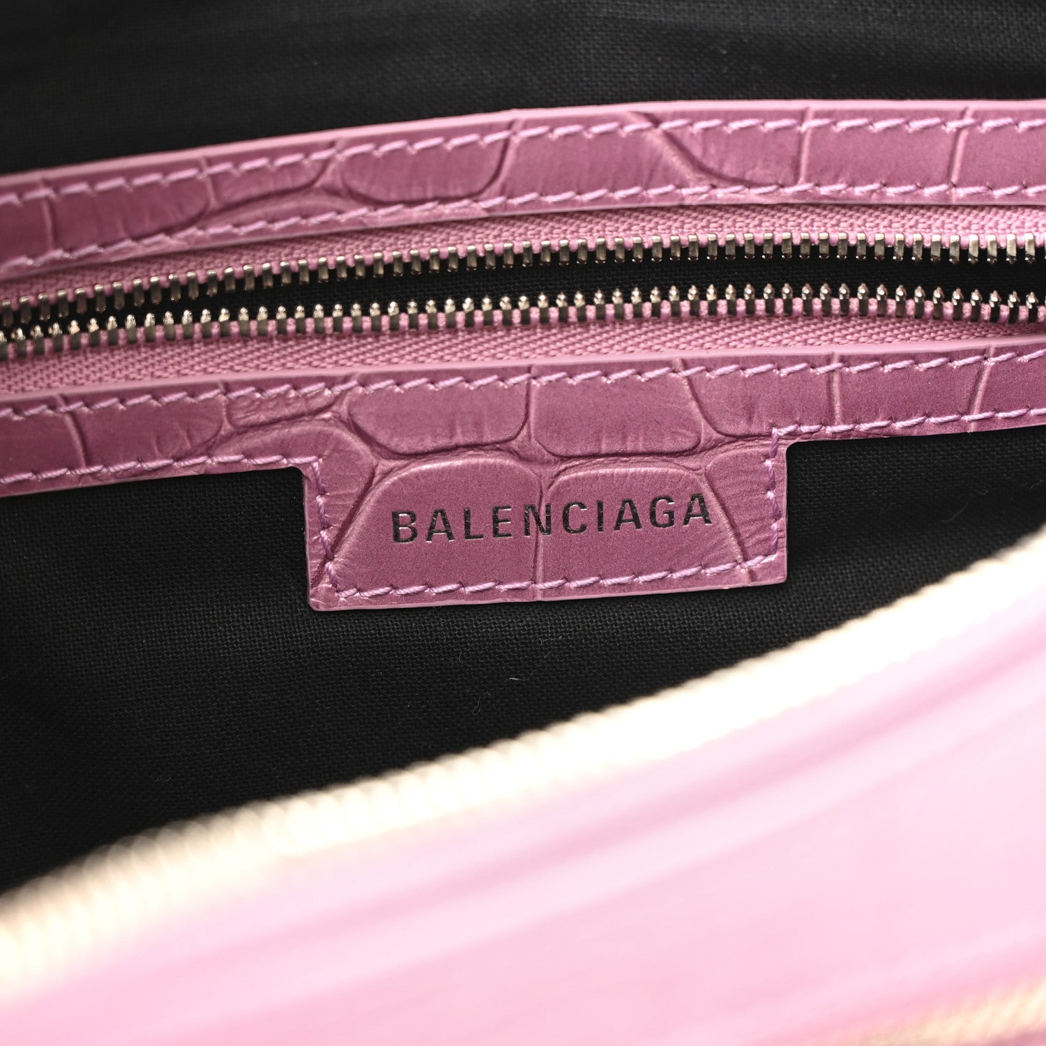 Balenciaga Metallic Extra Supple Calfskin Crystal Crocodile Embossed Small Le Cagole Shoulder Bag Pink 7 of 16