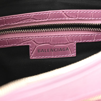 Balenciaga Metallic Extra Supple Calfskin Crystal Crocodile Embossed Small Le Cagole Shoulder Bag Pink 7 of 16