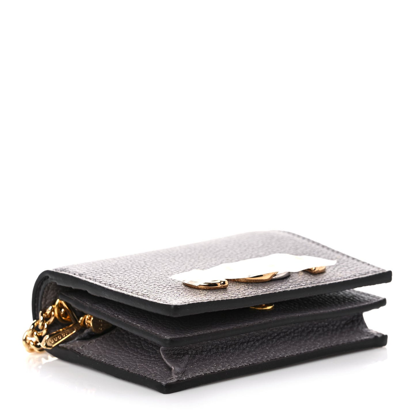 Grainy Calfskin Zumi Chain Card Case Wallet Dusty Grey