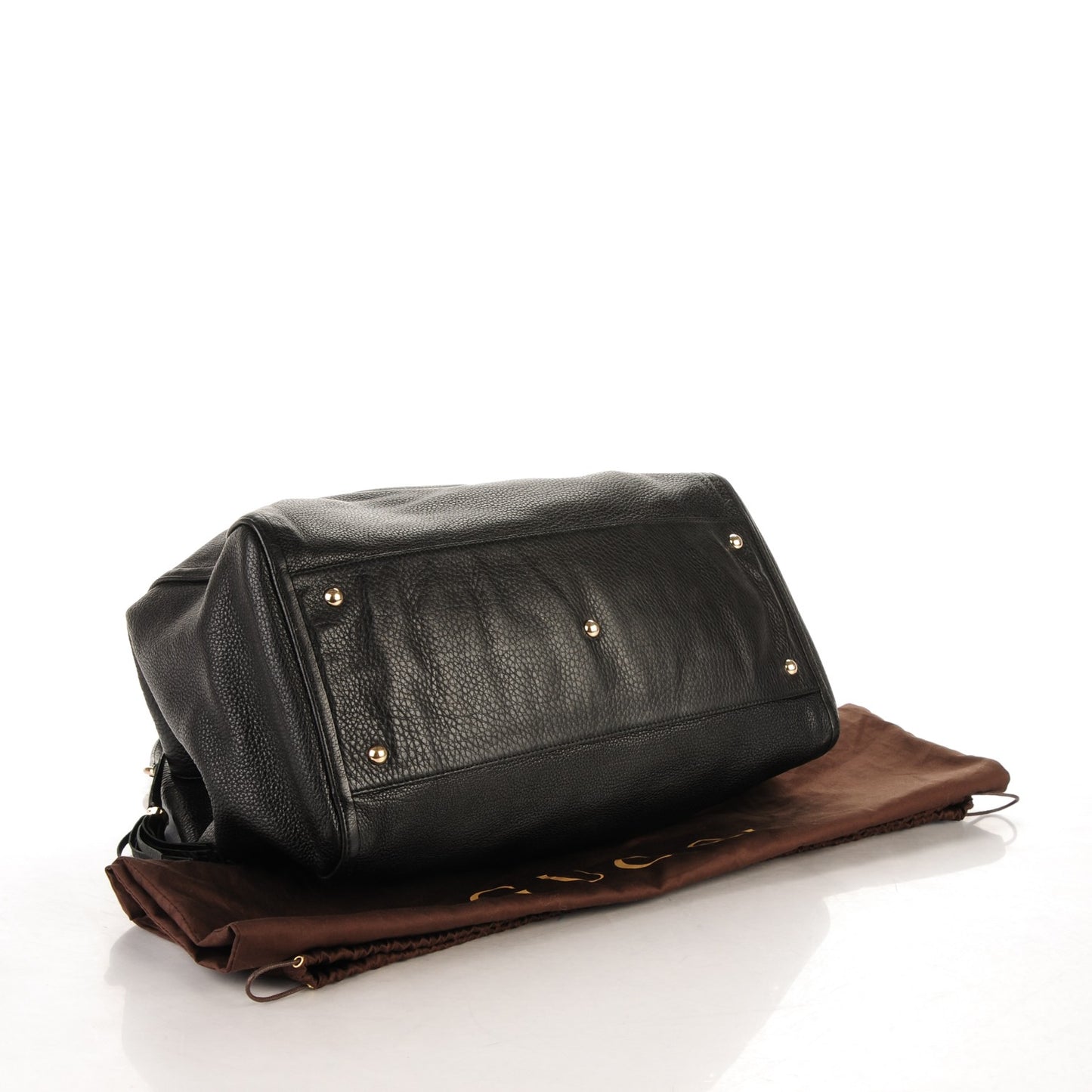 Pebbled Calfskin Large Soho Shoulder Bag Black