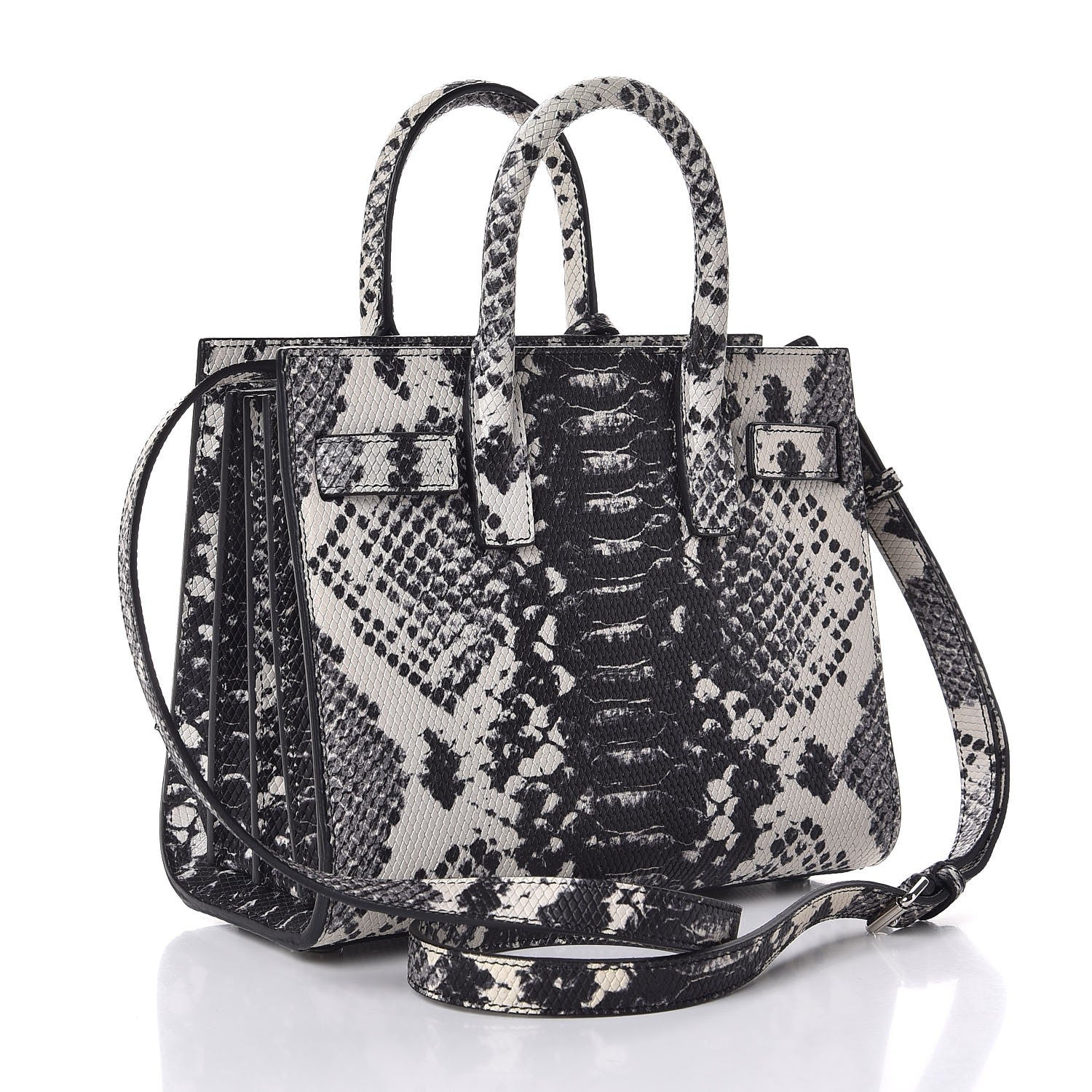 Saint Laurent Python Embossed Nano Sac De Jour Black White 4 of 8