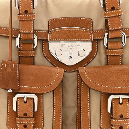 Prada Tessuto Nylon Foldover Pushlock Flap Satchel Cammello 8 of 10