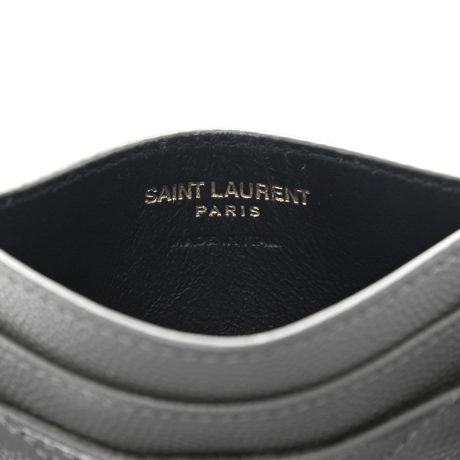 Saint Laurent Grain De Poudre Matelasse Chevron Monogram Credit Card Case Coal 6 of 7