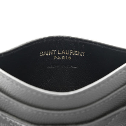 Saint Laurent Grain De Poudre Matelasse Chevron Monogram Credit Card Case Coal 6 of 7