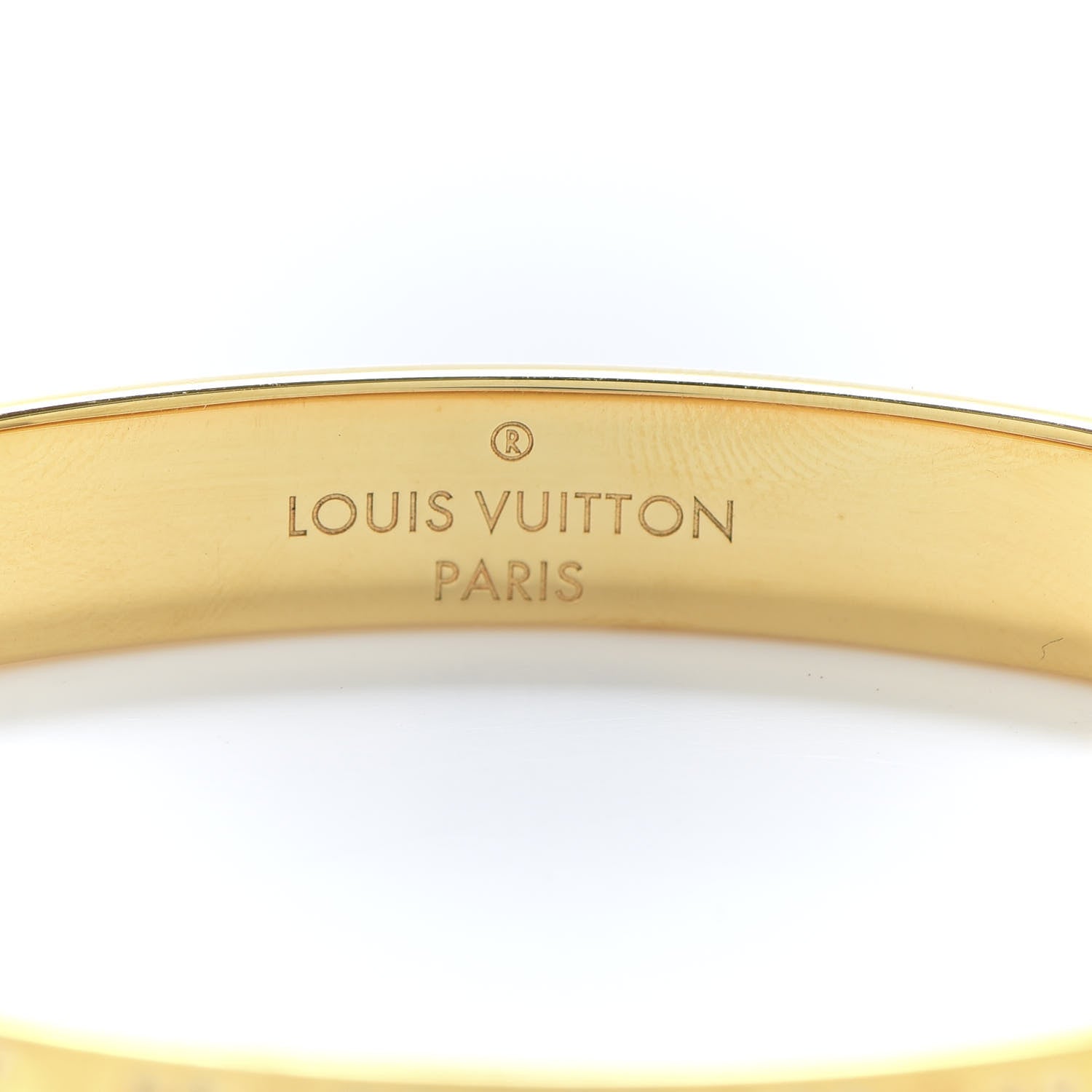 Louis Vuitton Brass Crystal Monogram Nanogram Strass Cuff M Gold 4 of 6