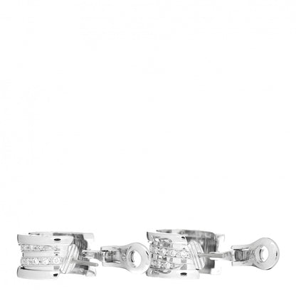 Bulgari 18K White Gold Diamond B.Zero1 Hoop Pave Earrings 3 of 5