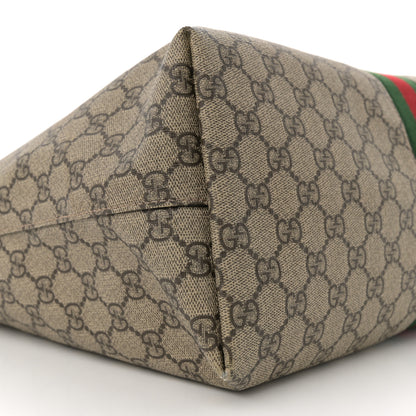 Gucci GG Supreme Monogram Textured Calfskin Web Medium Ophidia Shopping Tote Beige Ebony New Acero 9 of 12