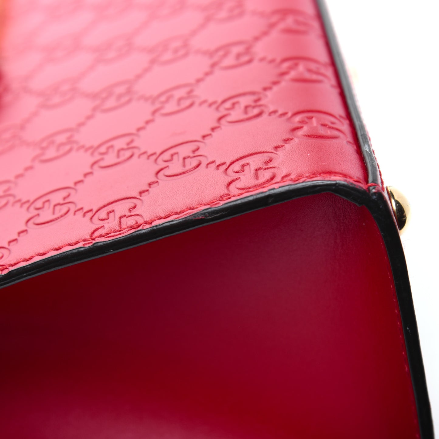 Guccissima Signature Medium Padlock Top Handle Bag Hibiscus Red