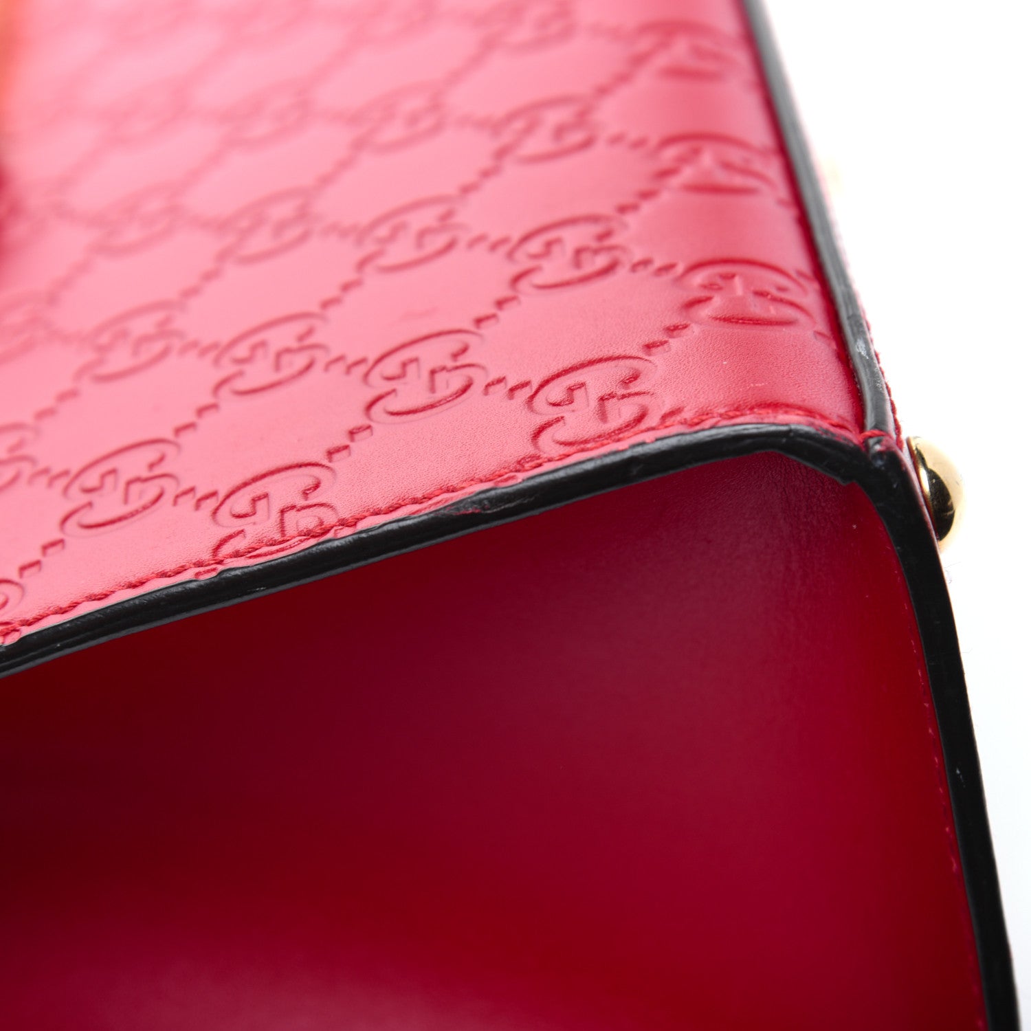 Gucci Guccissima Signature Medium Padlock Top Handle Bag Hibiscus Red 28 of 33
