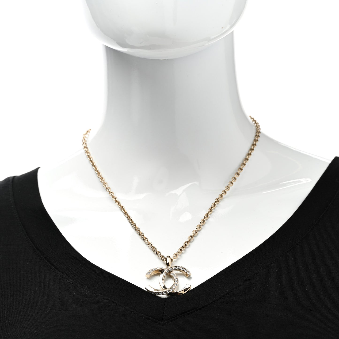 Metal Crystal CC Necklace Gold