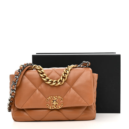 Chanel Lambskin Quilted Medium Chanel 19 Flap Brown 12 of 12