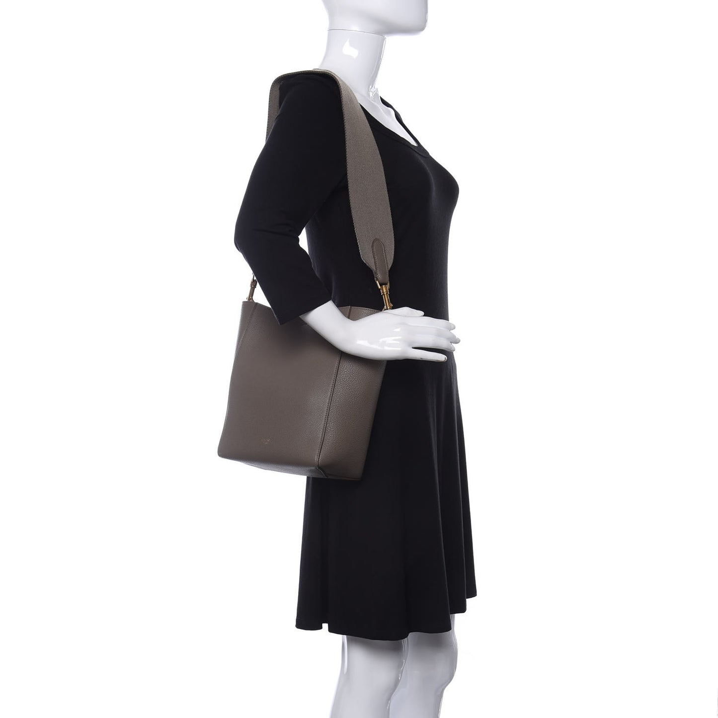 Soft Grained Calfskin Small Sangle Bucket Bag Taupe