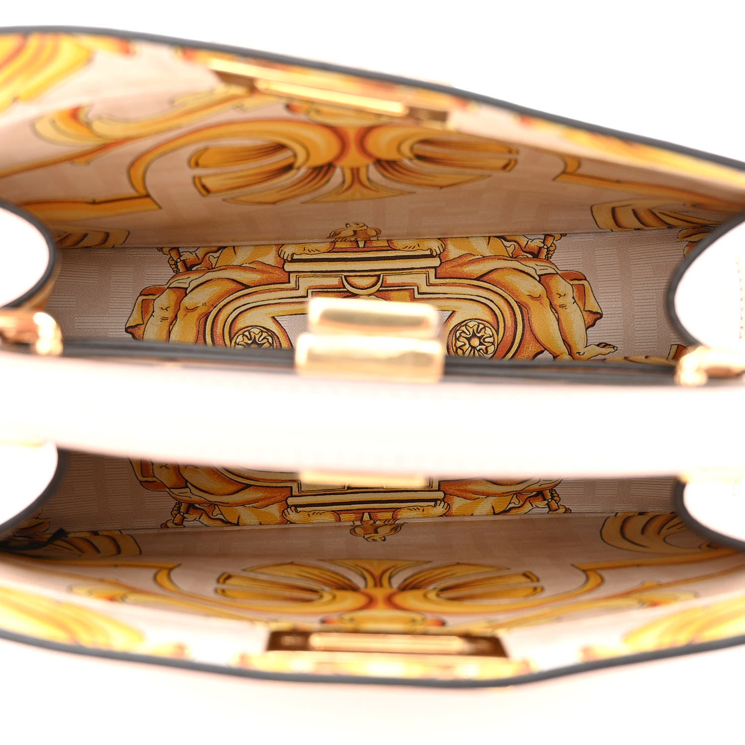 Fendi X VERSACE Vitello Seta Nappa Fendace FF Baroque Small Peekaboo I SEE U Satchel Rosa Confetto White Gold 5 of 10
