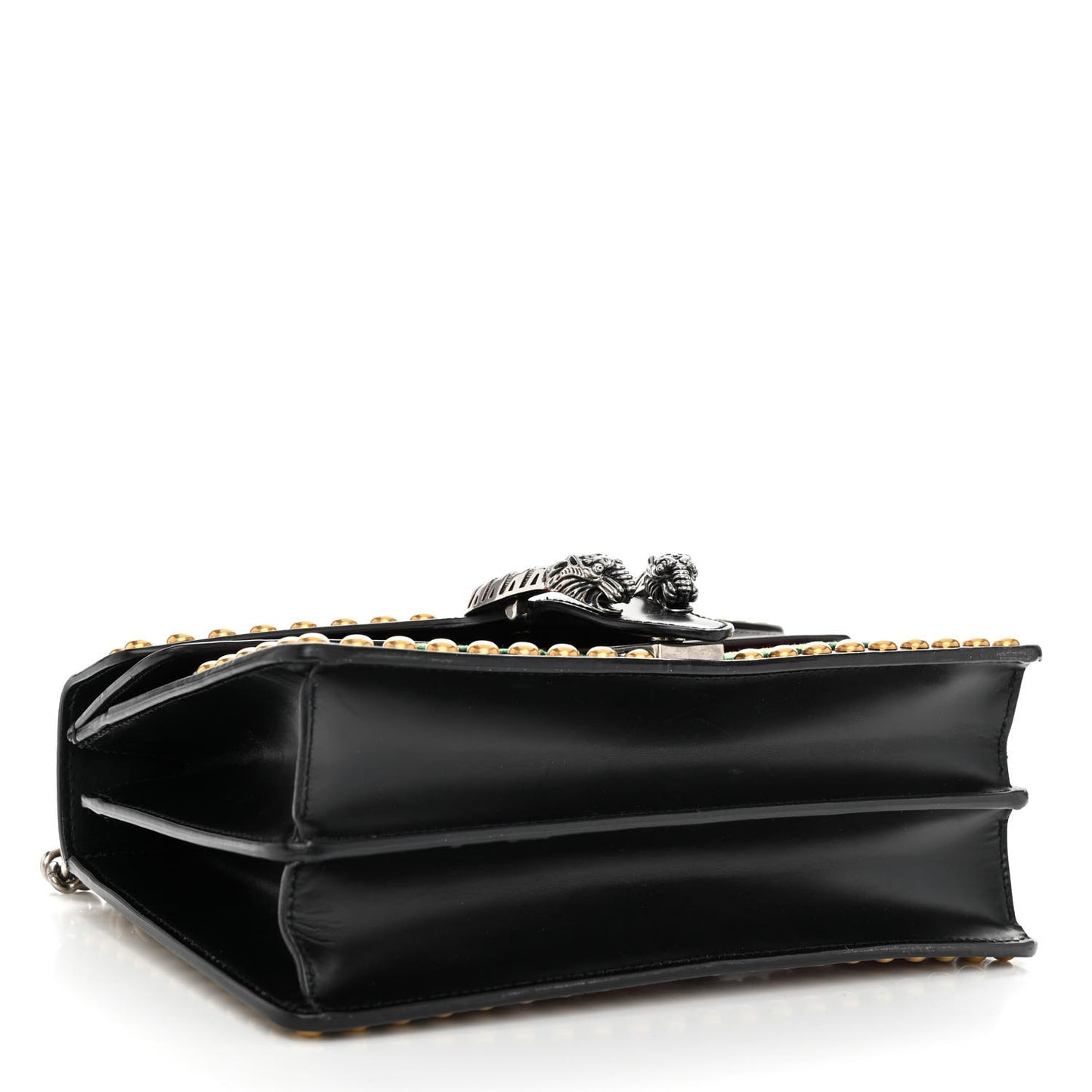 Calfskin Floral Embroidered Studded Small Dionysus Shoulder Bag Black