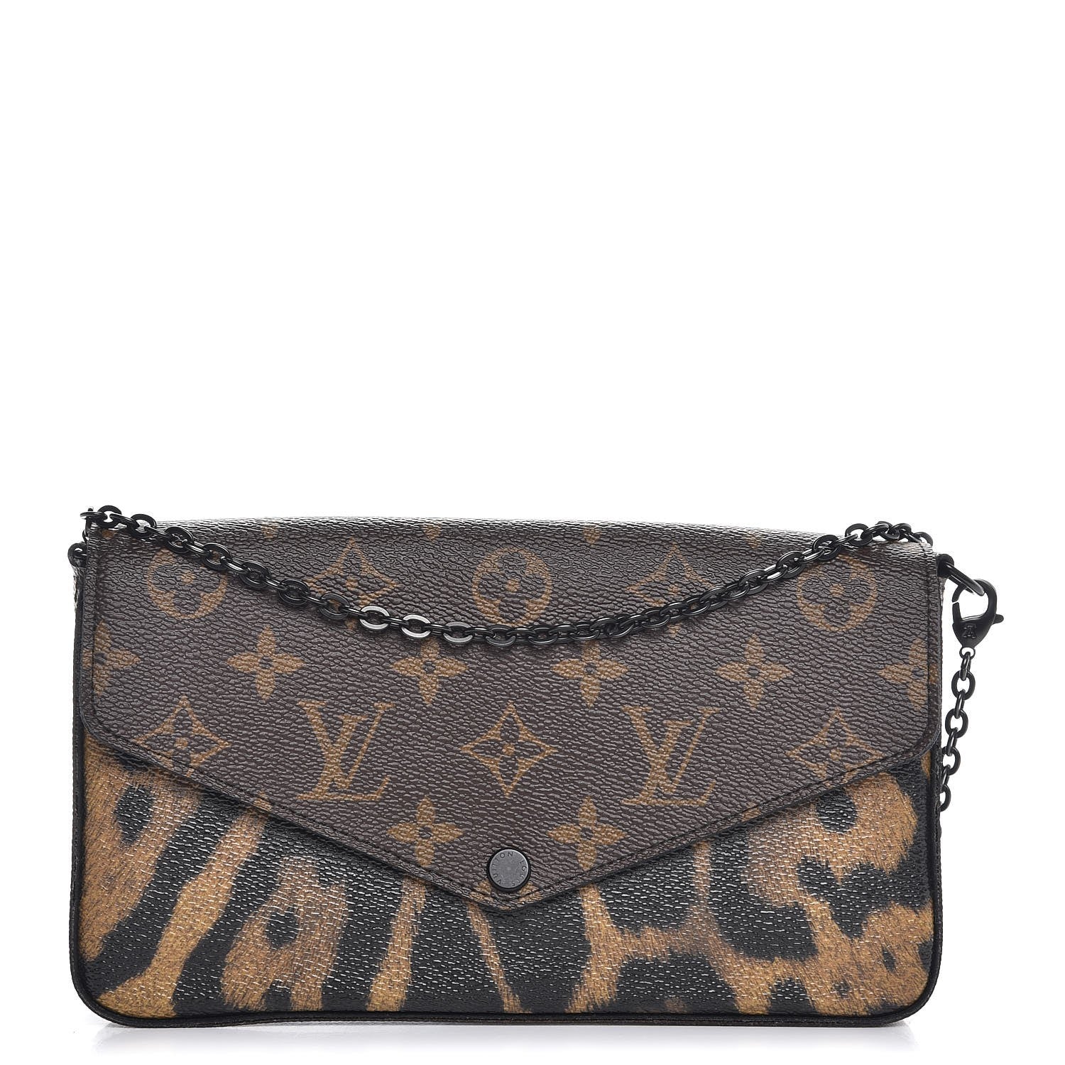 Louis Vuitton Monogram Animal Print Pochette Felicie Chain Wallet 1 of 10