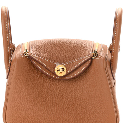 Hermes Taurillon Clemence Mini Lindy 20 Gold 8 of 11