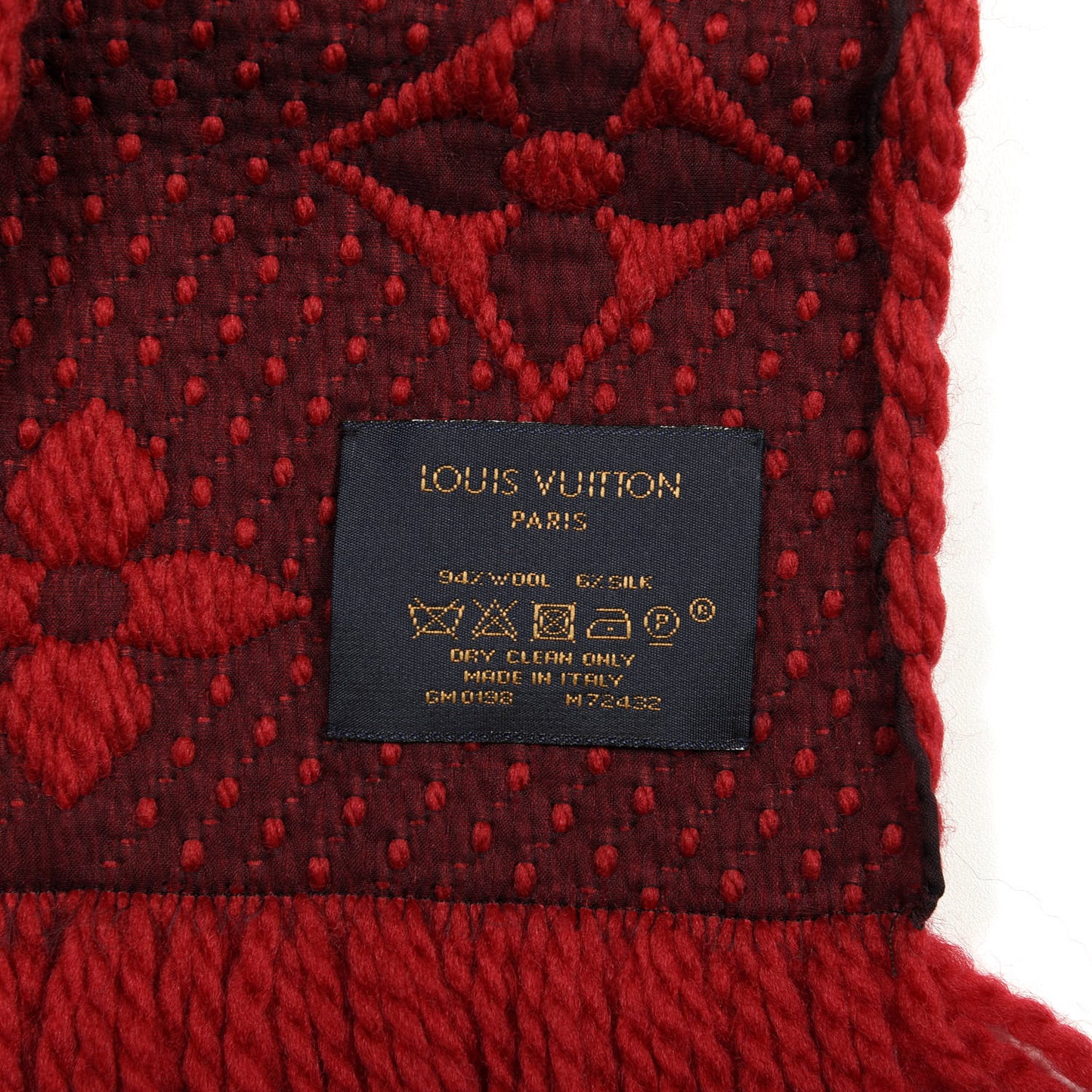 Wool Silk Logomania Scarf Rubis