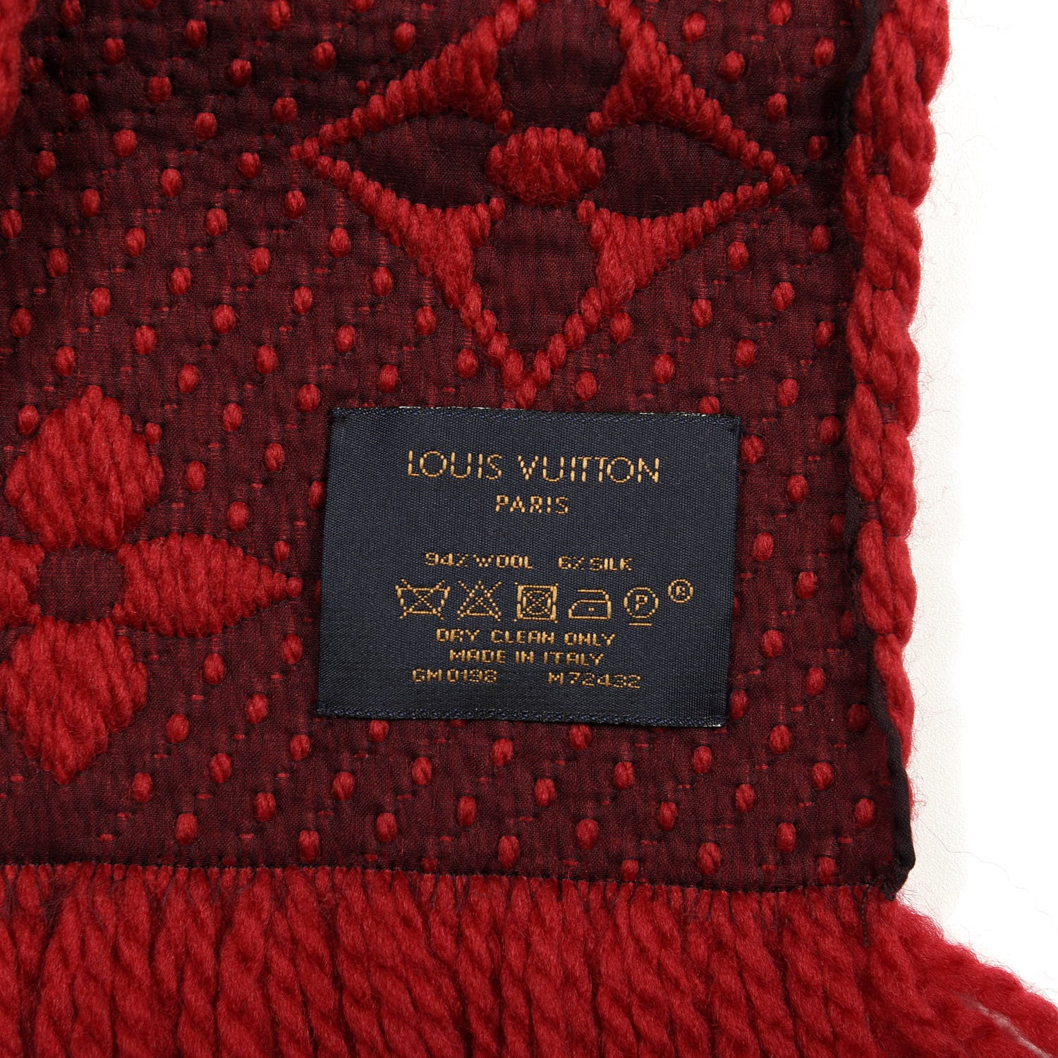 Louis Vuitton Wool Silk Logomania Scarf Rubis 3 of 3