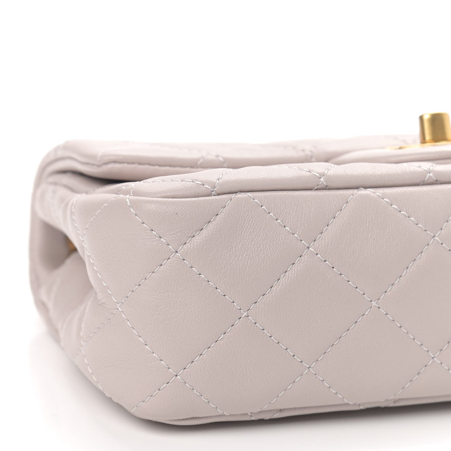 Lambskin Quilted Mini Rectangular Pearl Crush Flap Light Purple