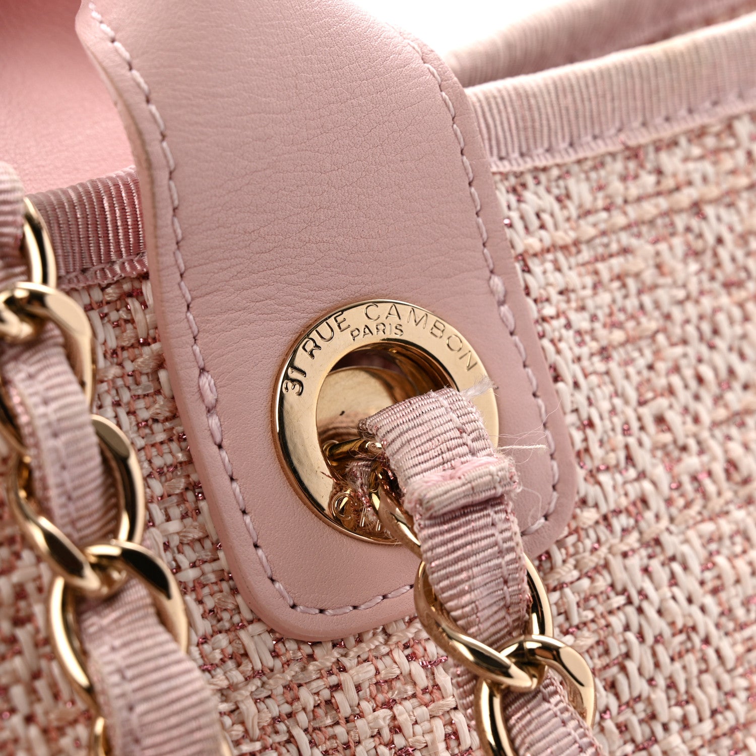 Chanel Lurex Boucle Deauville Medium Tote Pink 1865805 – FASHIONPHILE