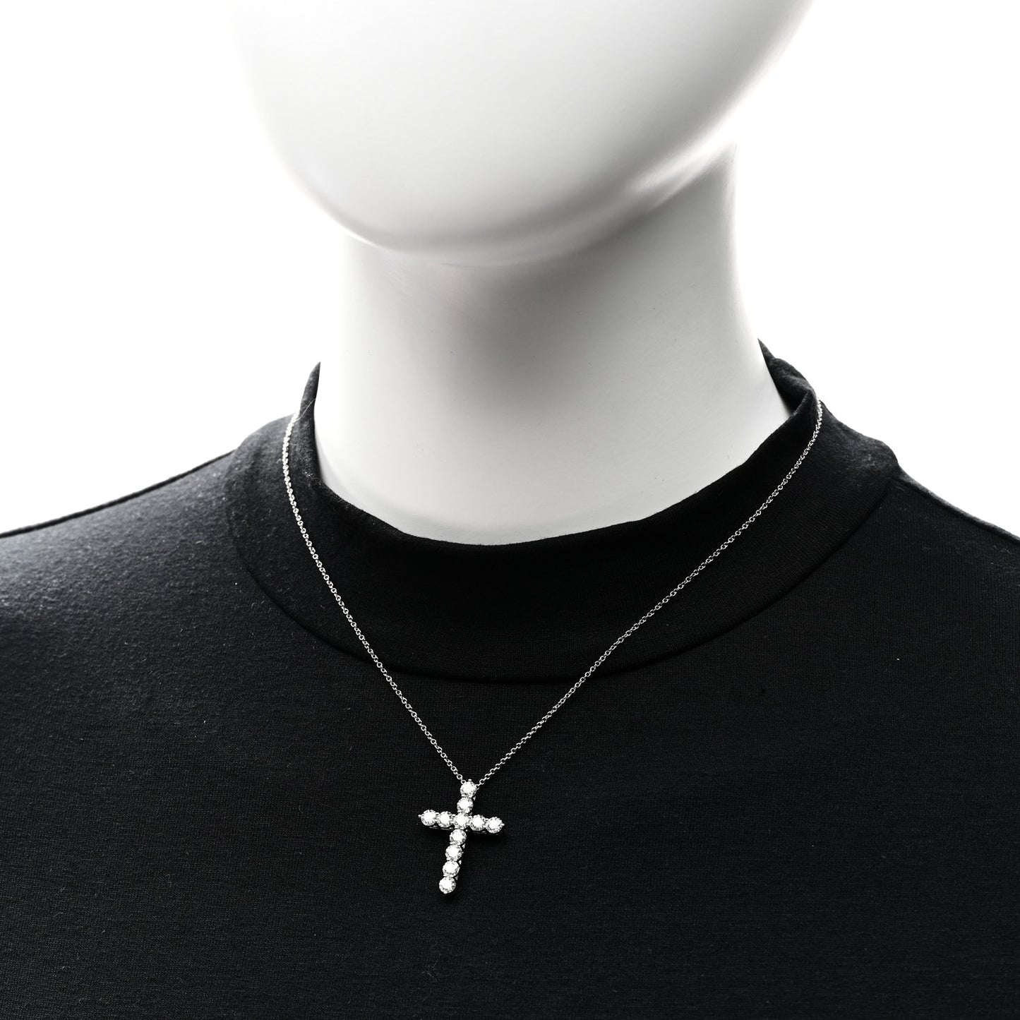 Platinum Diamond Large Cross Pendant Necklace