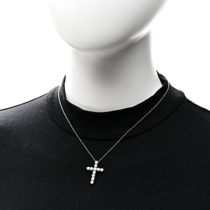 Tiffany Platinum Diamond Large Cross Pendant Necklace 2 of 6