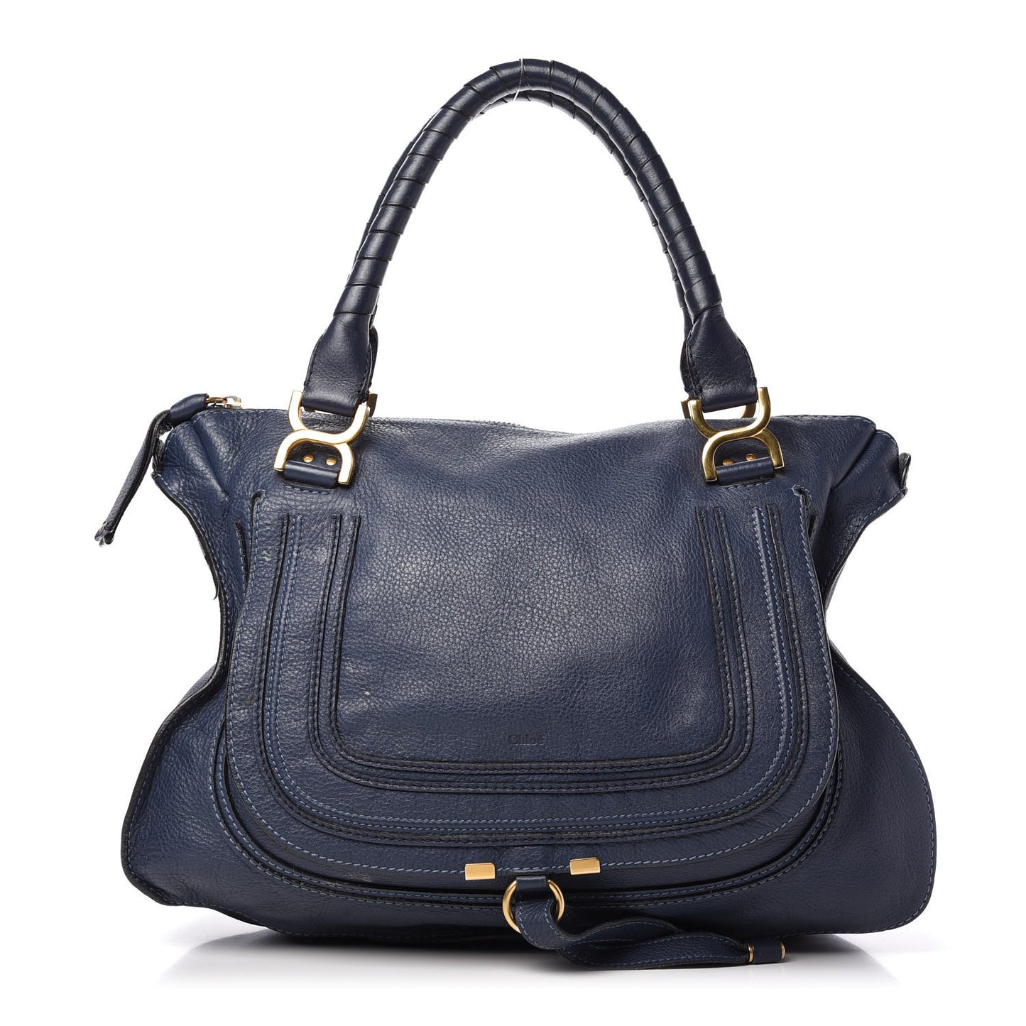 Calfskin Large Marcie Satchel Royal Navy