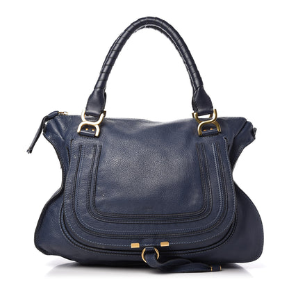Chloe Calfskin Large Marcie Satchel Royal Navy 1 of 11