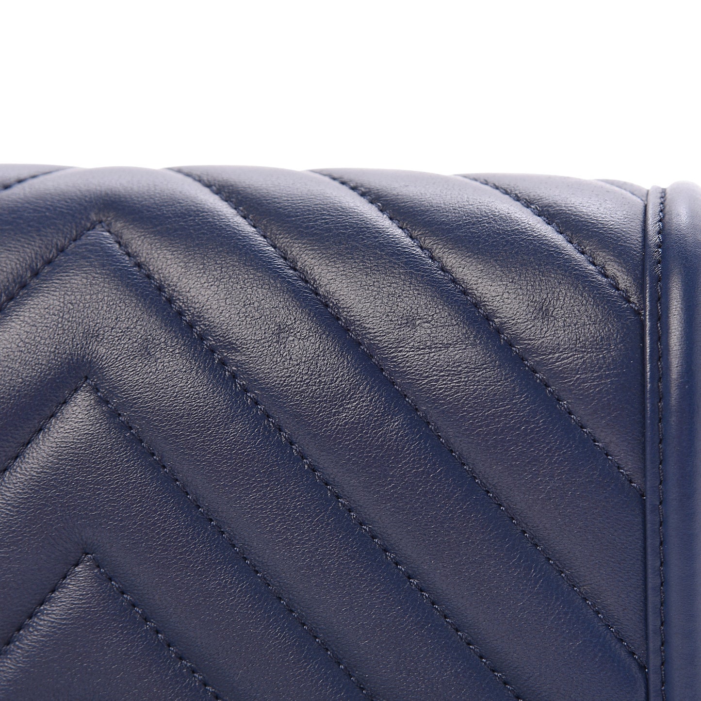 Calfskin Chevron Medium Boy Flap Dark Navy Blue