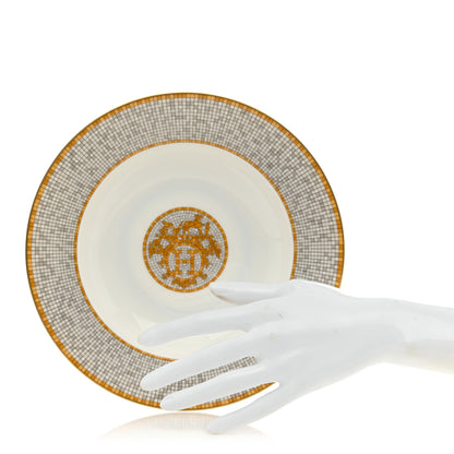 Hermes Porcelain Mosaique Au 24 Platine Soup Plate 2 of 9