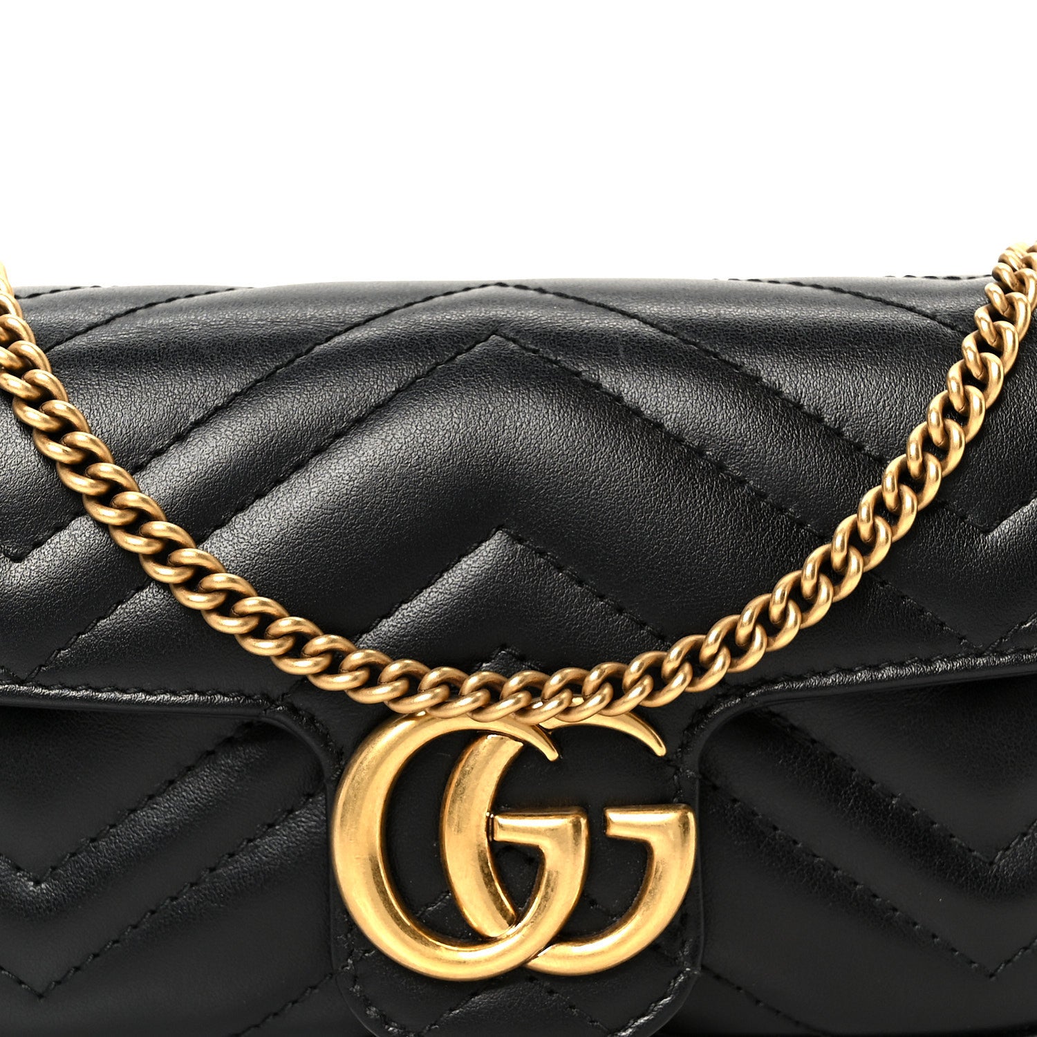 Gucci Calfskin Matelasse Super Mini GG Marmont Shoulder Bag Black 7 of 10