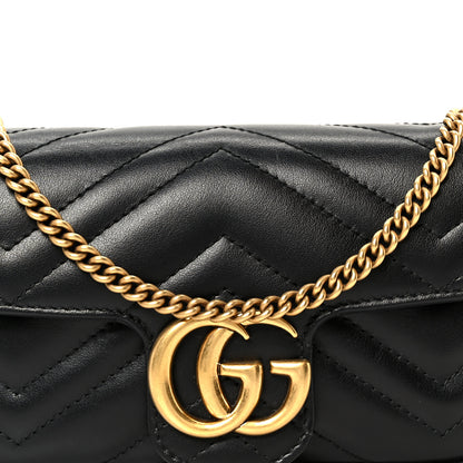Gucci Calfskin Matelasse Super Mini GG Marmont Shoulder Bag Black 7 of 10