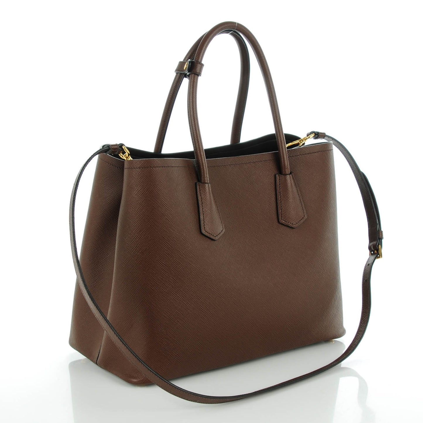 Saffiano Cuir Large Double Bag Cacao
