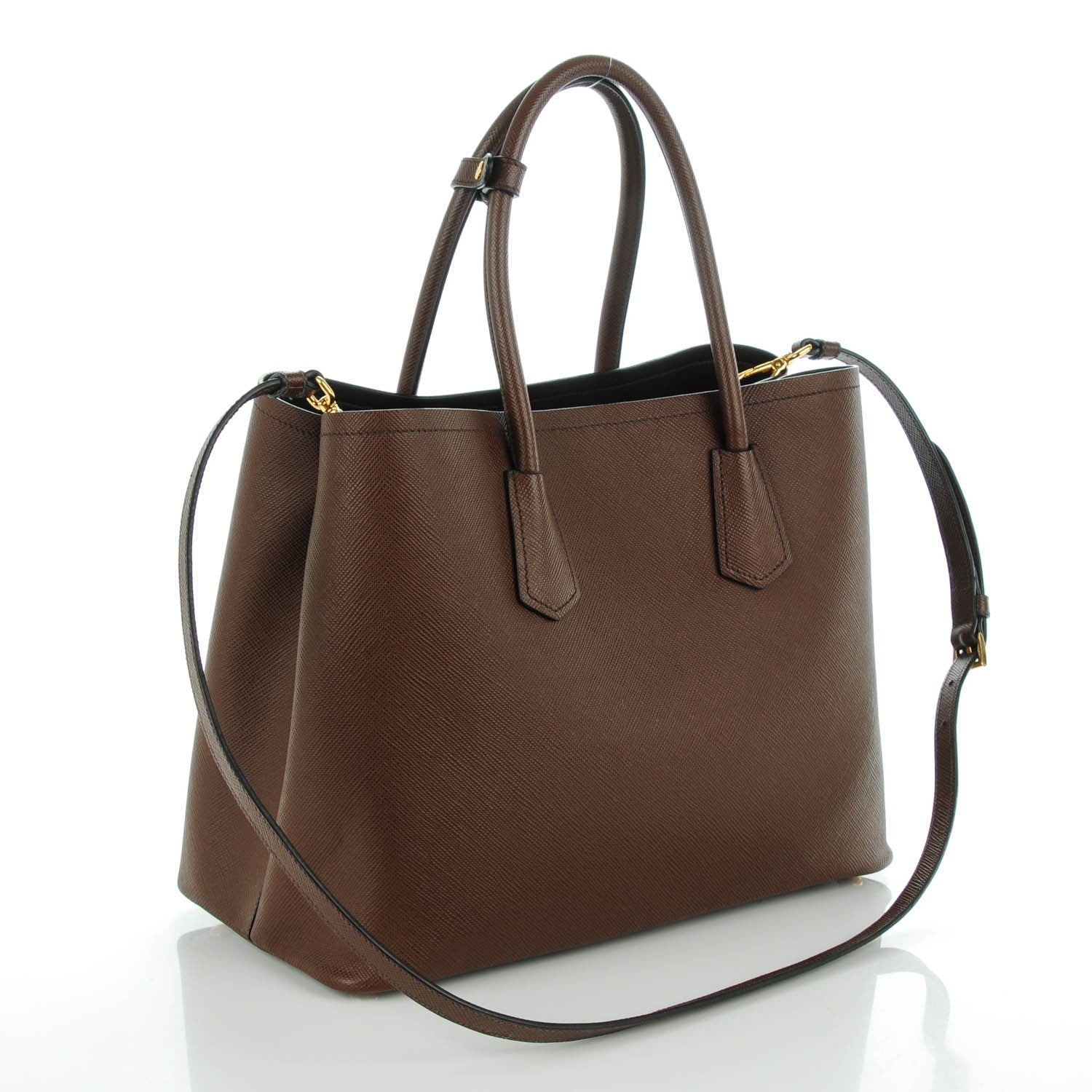 Prada Saffiano Cuir Large Double Bag Cacao 3 of 8