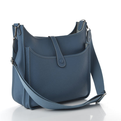 Hermes Taurillon Clemence Evelyne III GM Blue Jean 3 of 9