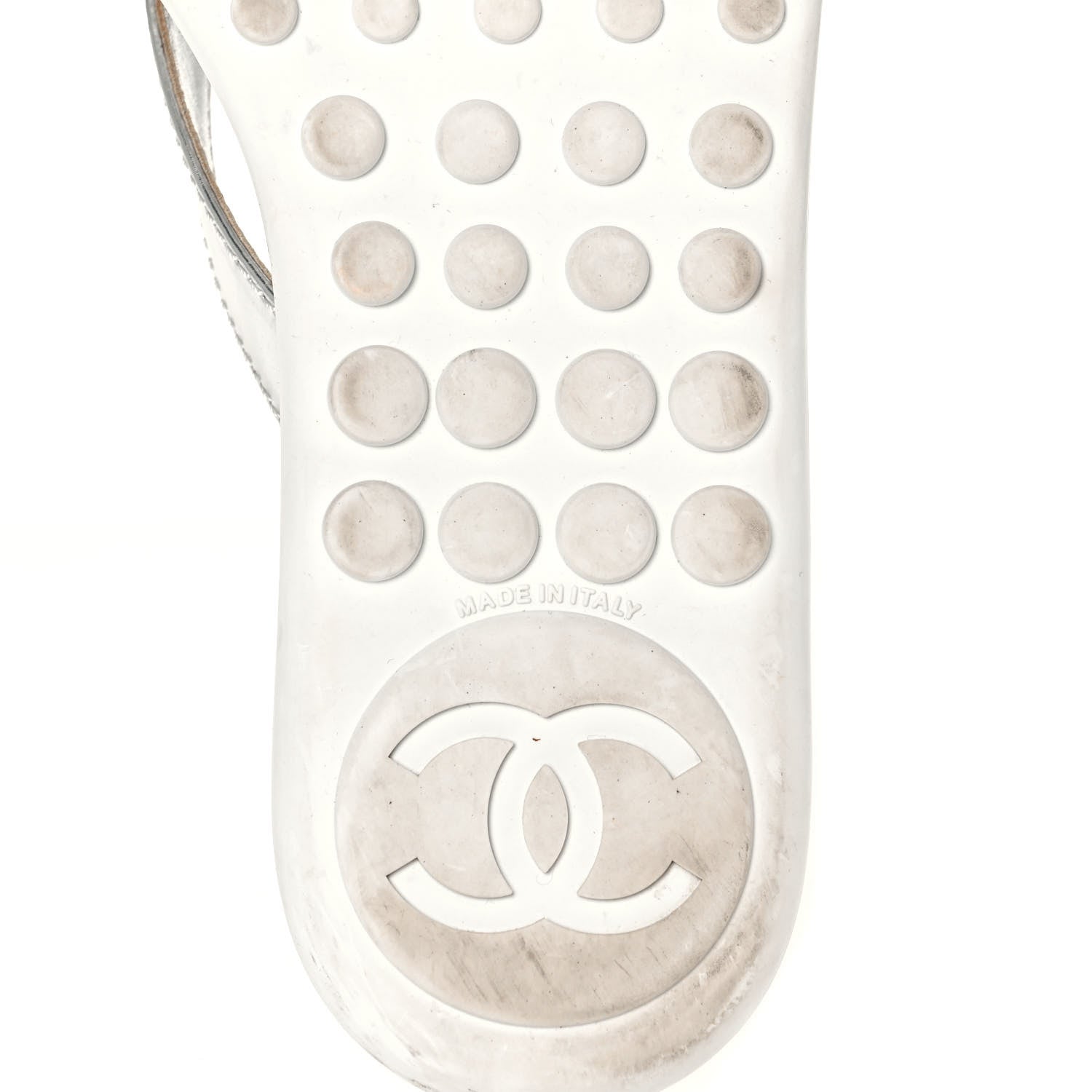 Chanel Iridescent Patent Calfskin Camellia Thong Sandals 37 Silver 6 of 8