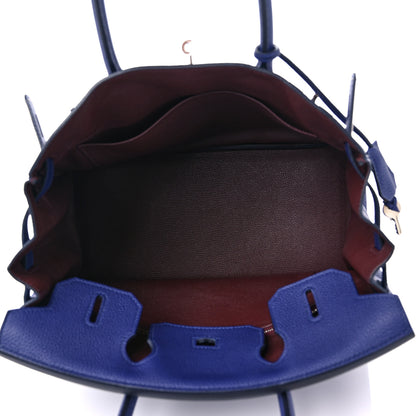 Hermes Togo Swift Officier Birkin 30 Bleu Encre Rouge H 5 of 9