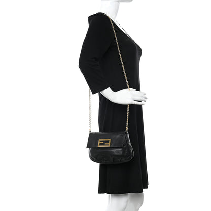 Fendi Vitello Flamingo Fendista Pouchette Crossbody Black 2 of 10