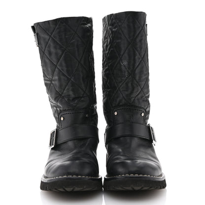 Chanel Calfskin Quilted Buckle Biker Boots 36 Black 3 of 9