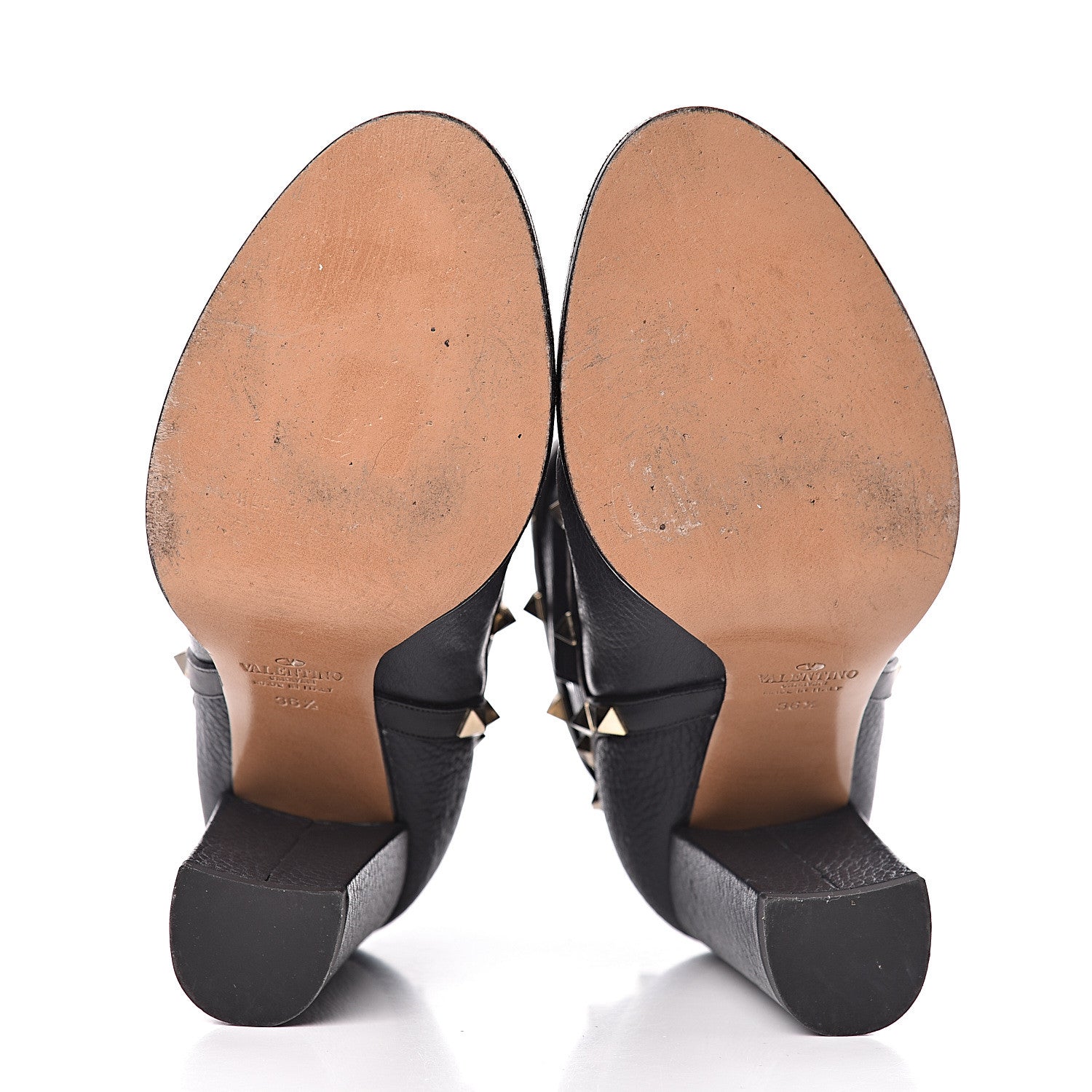 Valentino Garavani Pebbled Calfskin Rockstud Double Buckle 100mm Block Heel Ankle Boots 36.5 Grey 7 of 11