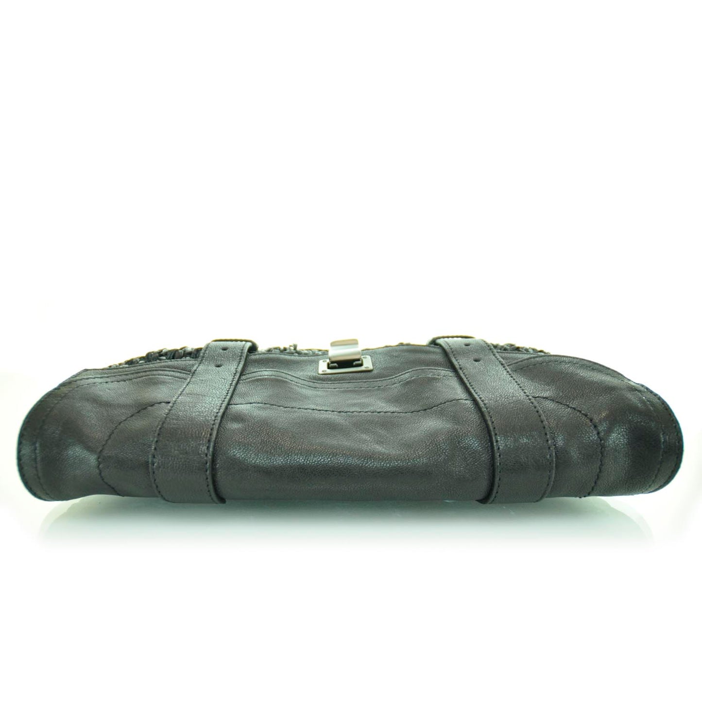 Raffia Leather PS1 Clutch Black