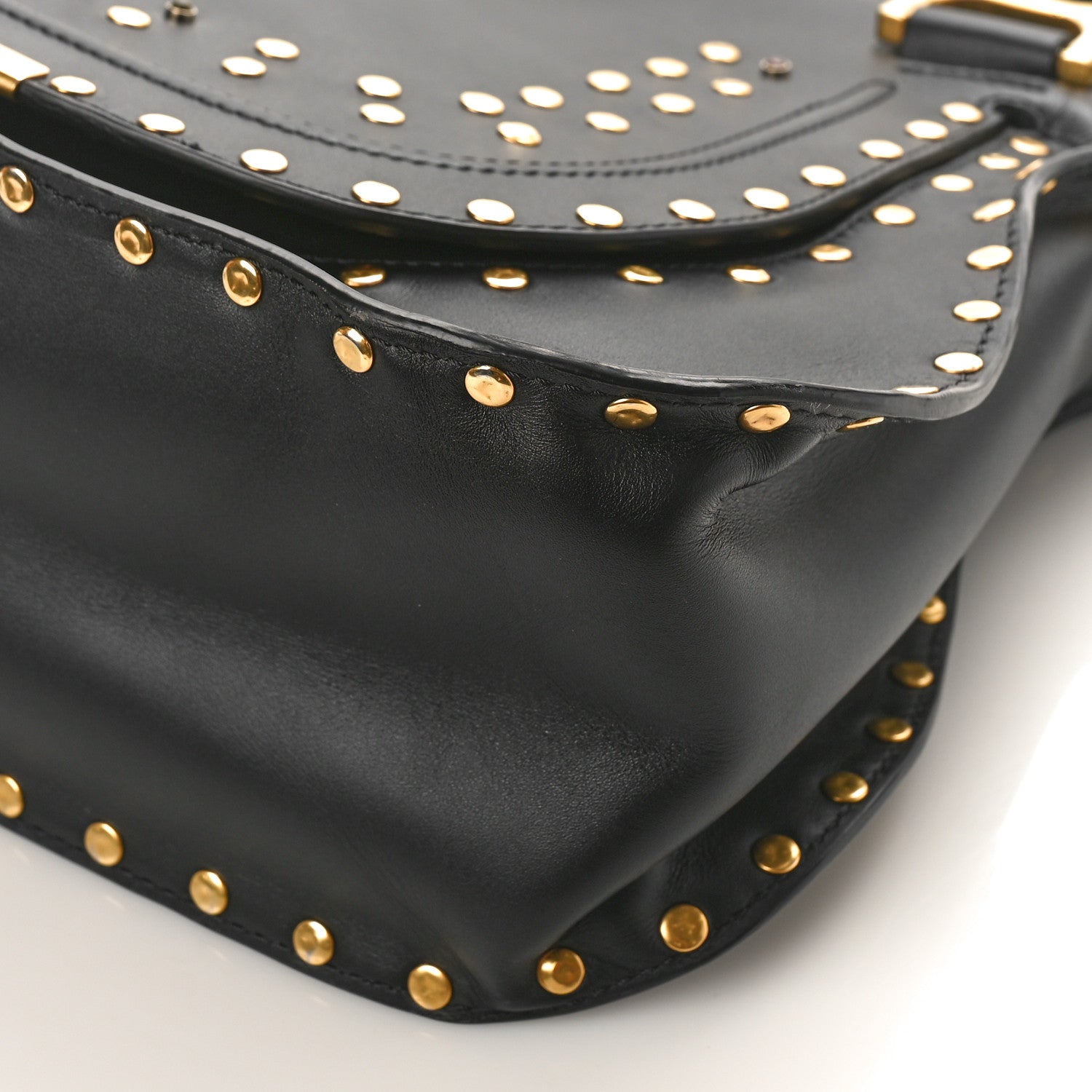 Chloe Calfskin Studded Medium Marcie Satchel Black 8 of 8