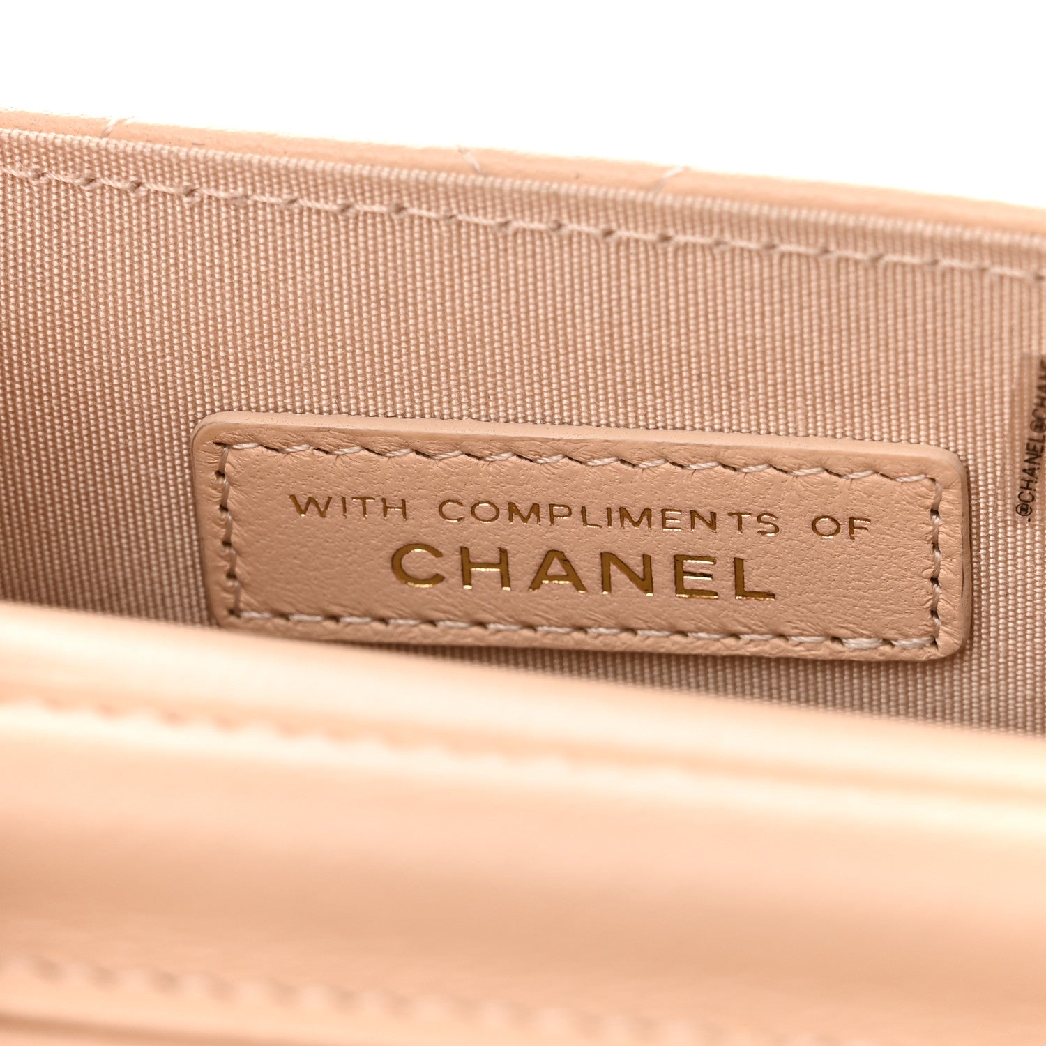 Chanel Lambskin Enamel Quilted Phone Holder With Chain Beige 8 of 12